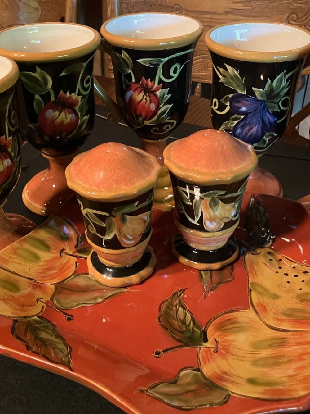 Seven Pc Collectible Raymond Waites Tuscan Valley Pottery Plus One Fruit Tray